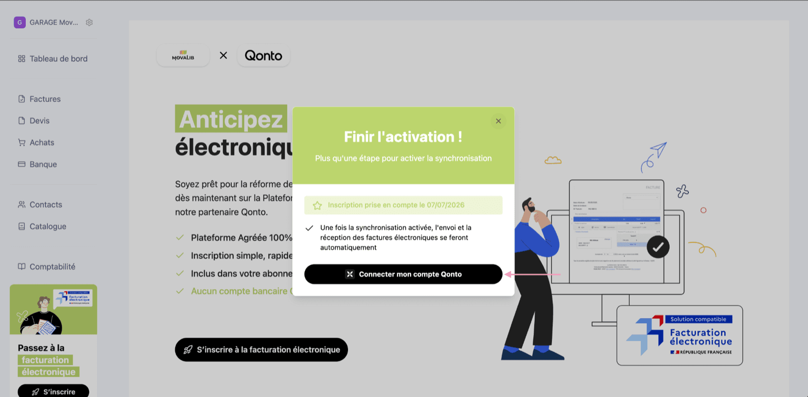 Bouton Connecter mon compte Qonto